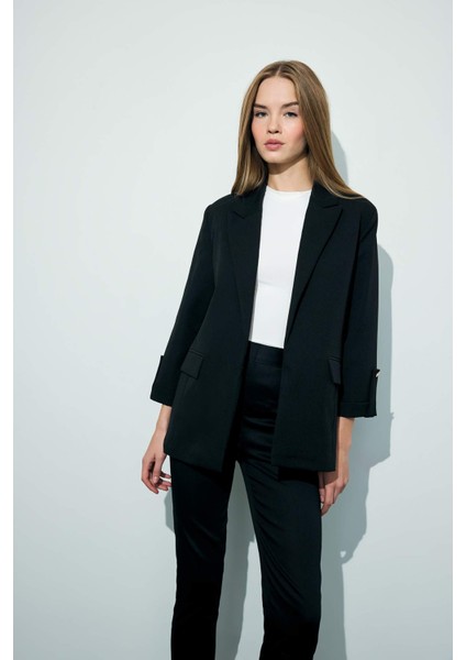 Oversize Geniş Kalıp Ceket Yaka Basic Blazer Ceket C3215AX25AU