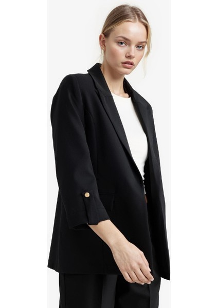 Oversize Geniş Kalıp Ceket Yaka Basic Blazer Ceket C3215AX25AU fırsatları