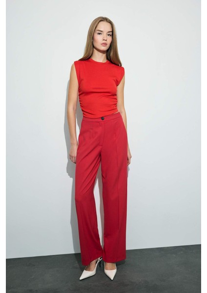 Standart Boy Kumaş Palazzo Pantolon Wide Leg Geniş Bol Paça Basic Düz Yüksek Bel C6402AX24AU