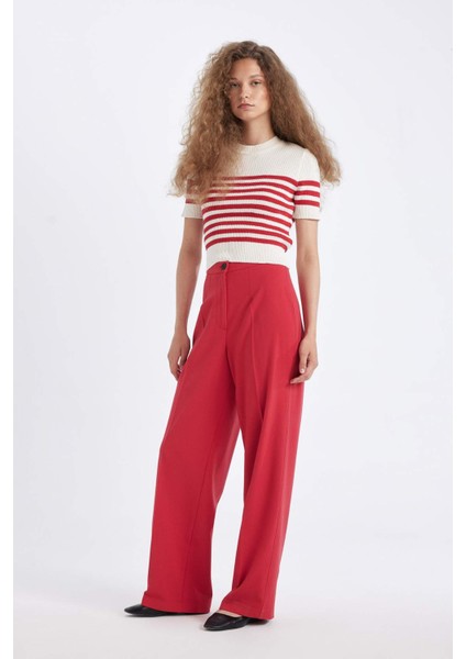 Standart Boy Kumaş Palazzo Pantolon Wide Leg Geniş Bol Paça Basic Düz Yüksek Bel C6402AX24AU modelleri