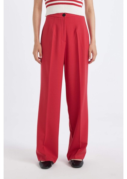 Standart Boy Kumaş Palazzo Pantolon Wide Leg Geniş Bol Paça Basic Düz Yüksek Bel C6402AX24AU indirimleri