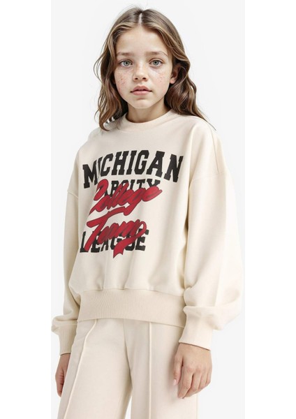 Kız Çocuk 2'li Takım Baskılı Sweatshirt Eşofman Altı F2564A825AU indirimleri