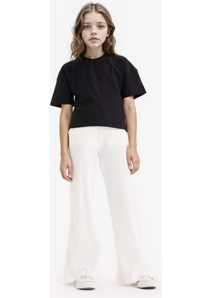 Kız Çocuk Relax Fit Bisiklet Yaka Basic Düz Kısa Kollu Tişört Z5095A625SM fiyatları