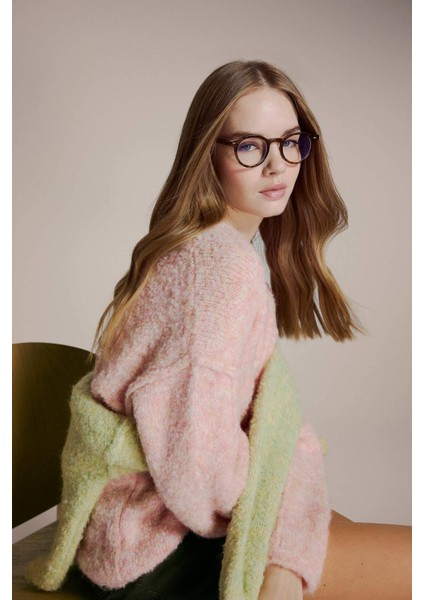 Kadın Mavi Cam Kahverengi Leopar Çerçeveli Gözlük G5236AXNS