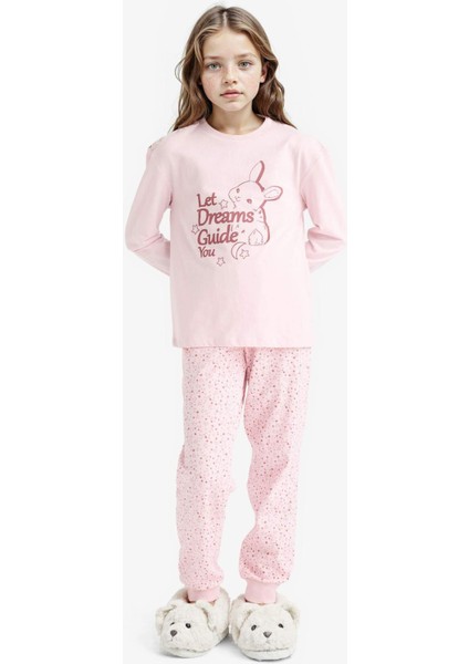 Kız Çocuk Pijama Takımı Baskılı Uzun Kollu Üst Desenli Uzun Alt F6215A825WN fiyatları