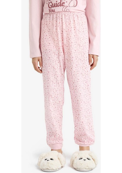 Kız Çocuk Pijama Takımı Baskılı Uzun Kollu Üst Desenli Uzun Alt F6215A825WN