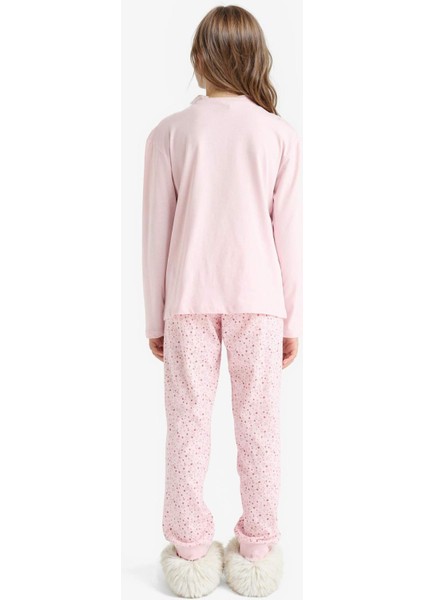 Kız Çocuk Pijama Takımı Baskılı Uzun Kollu Üst Desenli Uzun Alt F6215A825WN