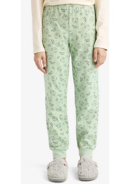 Kız Çocuk Pijama Takımı Baskılı Uzun Kollu Üst Desenli Uzun Alt F6219A825WN indirimleri