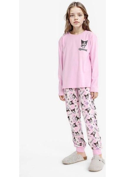 Kız Çocuk Kuromi Pijama Takımı Uzun Kollu Üst Uzun Alt
