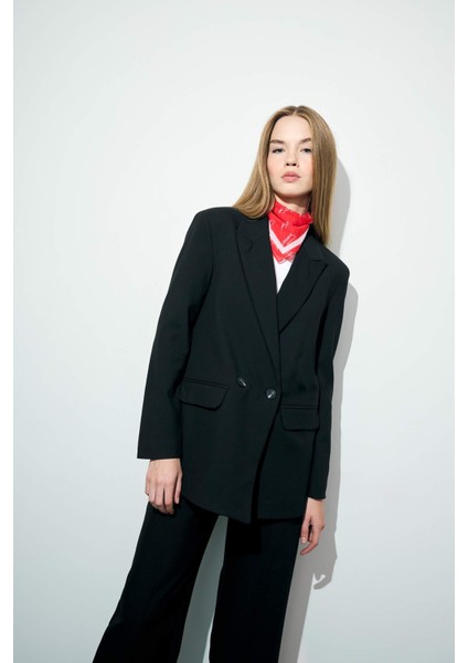 Oversize Geniş Kalıp Ceket Yaka Blazer Ceket E7732AX25AU