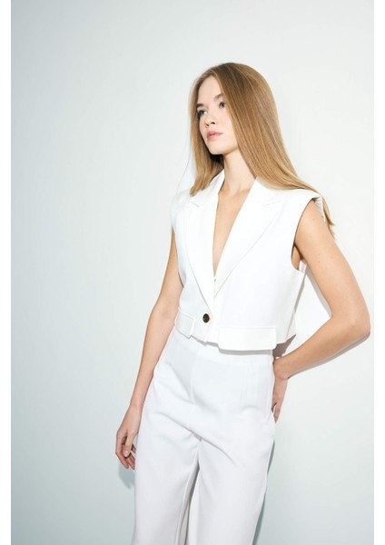 Cropped Fit Ceket Yaka Blazer Yelek F7498AX25AU