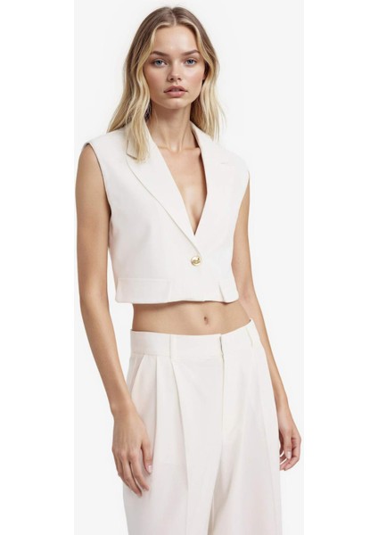 Cropped Fit Ceket Yaka Blazer Yelek F7498AX25AU fırsatları