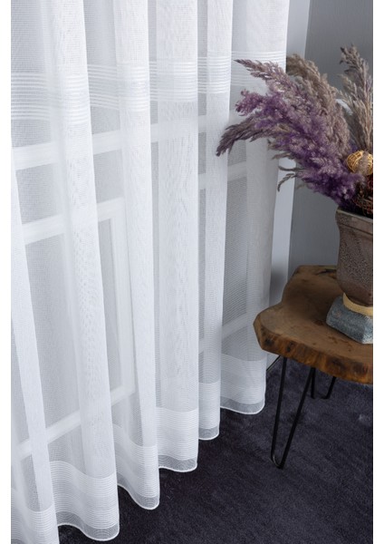 Nevra Gümüş Işlemeli 1/2 Orta Pileli Ütü Istemez Kırışmaz Yeni Sezon Salon Oda Tül Perdesi