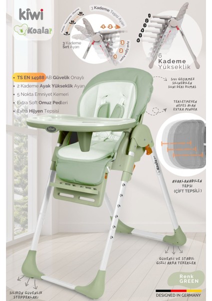 Koala All In One Katlanır Tekerlekli Mama Sandalyesi