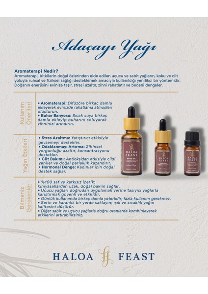 HALOA FEAST Adaçayı Yağı - Sage Oil 10 ml 0,3fl.oz Akışlı Kapak fiyatları
