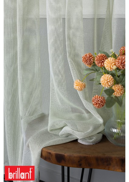 Miranda File Yeşil 1/2 Orta Pileli Ütü Istemez Kırışmaz Yeni Sezon Salon Oda Tül Perdesi indirimleri