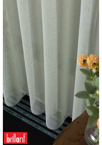 Miranda File Yeşil 1/2.5 Normal Pileli Ütü Istemez Kırışmaz Yeni Sezon Salon Oda Tül Perdesi
