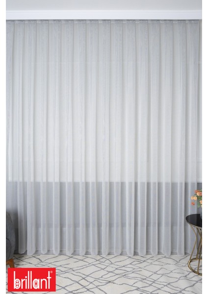 Miranda File Gri 1/2 Orta Pileli Ütü Istemez Kırışmaz Yeni Sezon Salon Oda Tül Perdesi