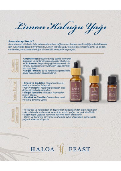 Haloa Feast Limon Kabuğu Yağı - Lemon Peel Essential Oil 10 ml 0,3 Fl.oz Akışlı Kapak fiyatları