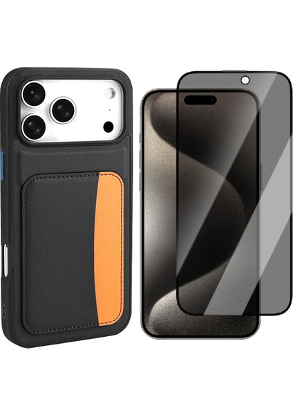 iPhone 17 Pro Max Kılıf Kartlıklı Zore X-Kart Silikon Kapak + Hayalet Ekran Koruyucu