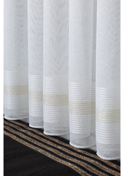 Nevra Gold Işlemeli 1/2 Orta Pileli Ütü Istemez Kırışmaz Yeni Sezon Salon Oda Tül Perdesi fırsatları