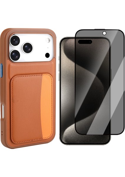 iPhone 17 Pro Max Kılıf Kartlıklı Zore X-Kart Silikon Kapak + Hayalet Ekran Koruyucu