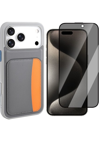 iPhone 17 Pro Max Kılıf Kartlıklı Zore X-Kart Silikon Kapak + Hayalet Ekran Koruyucu