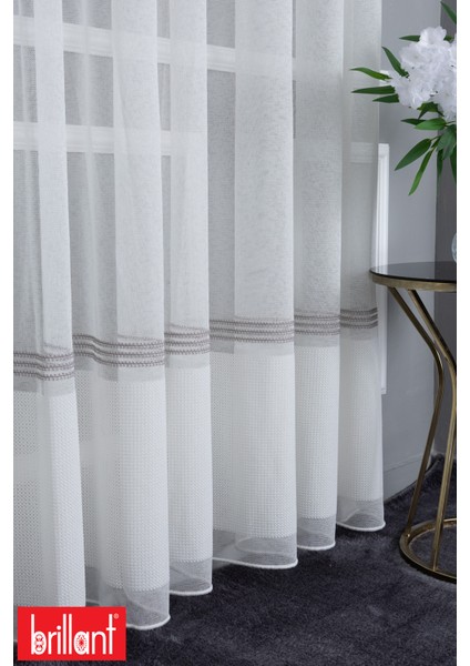 Keten Diego Gri 1/2 Orta Pileli Ütü Istemez Kırışmaz Yeni Sezon Salon Oda Tül Perdesi