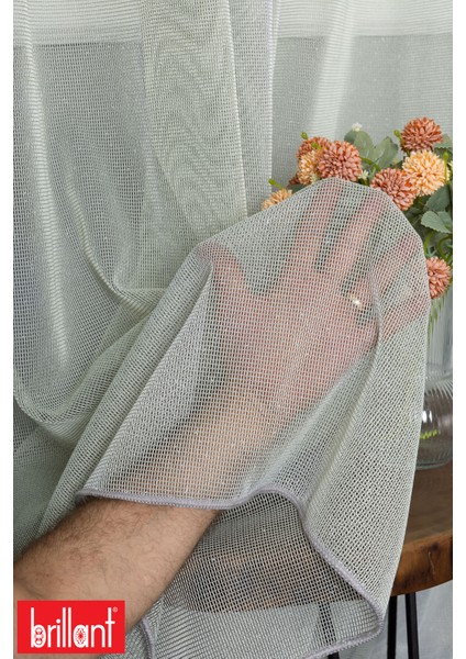 Miranda File Yeşil 1/2 Orta Pileli Ütü Istemez Kırışmaz Yeni Sezon Salon Oda Tül Perdesi