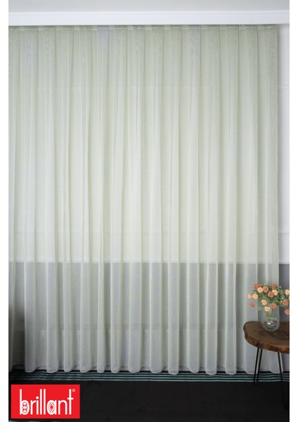 Miranda File Yeşil 1/2 Orta Pileli Ütü Istemez Kırışmaz Yeni Sezon Salon Oda Tül Perdesi