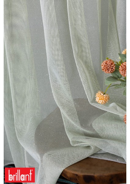 Miranda File Yeşil 1/2 Orta Pileli Ütü Istemez Kırışmaz Yeni Sezon Salon Oda Tül Perdesi