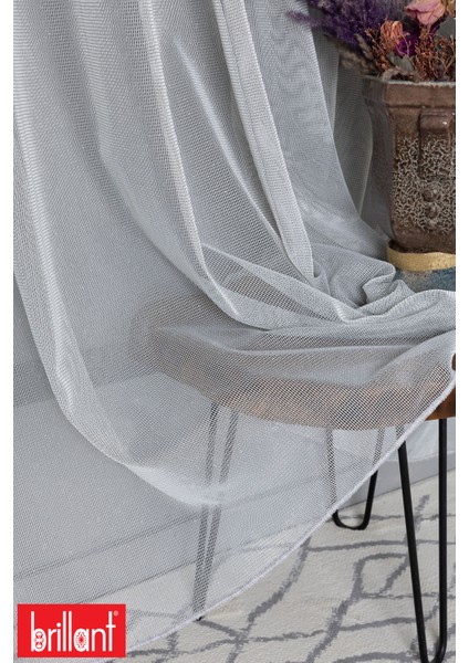 Miranda File Gri 1/2 Orta Pileli Ütü Istemez Kırışmaz Yeni Sezon Salon Oda Tül Perdesi