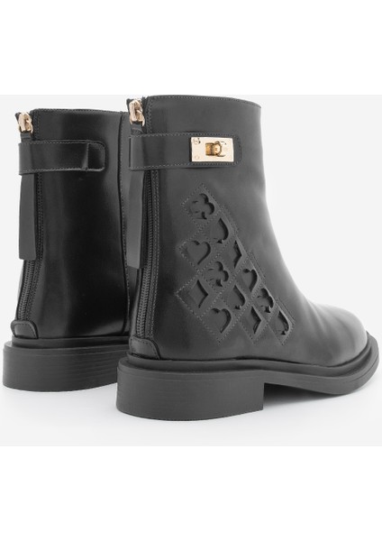 Kadın Tokalı Arkadan Fermuarlı Günlük Bot Himpa Siyah