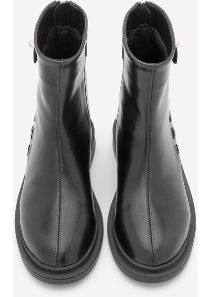 Kadın Tokalı Arkadan Fermuarlı Günlük Bot Himpa Siyah