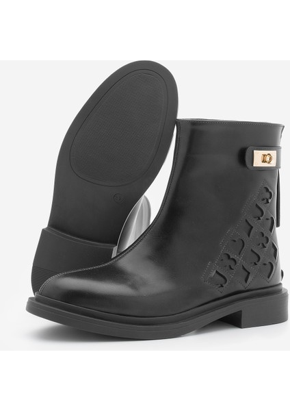 Kadın Tokalı Arkadan Fermuarlı Günlük Bot Himpa Siyah