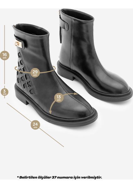 Kadın Tokalı Arkadan Fermuarlı Günlük Bot Himpa Siyah