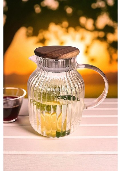 Solara Akasya Kapaklı Borosilikat Cam Sürahi 1600 ml