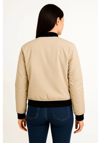 Kadın Bomber Mont Ceket – Fermuarlı, Kapitone Içi Astarlı, Su Itici Kumaş, Regular Fit, Yandan Cepli, Günlük Bahar & Kış Şık Rahat Stil - Bej fiyatları