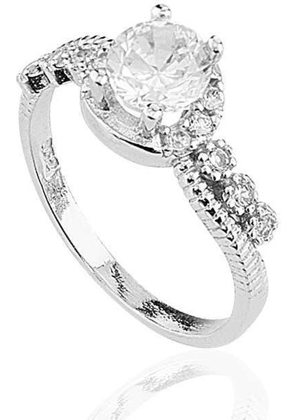 Gümüş Tek Taş Bayan Yüzük - 18