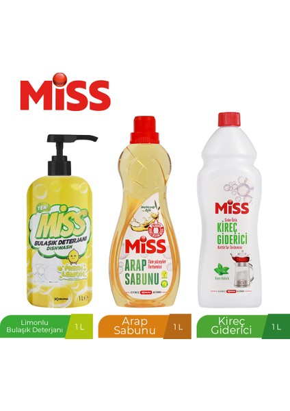 Harikalar Diyarı Sirke Özlü Kireç Giderici x 1 Adet, Arap Sabunu x 1 Adet, Bulaşık Deterjanı x 1 Adet