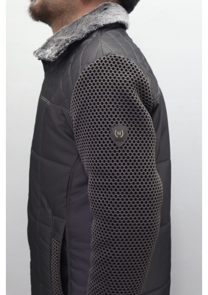 Fistan Store Erkek Hakim Yaka Spor Kesim Normal Kalıp Kolları Çelik Örgü Yakası Kürklü Kışlık Mont modelleri