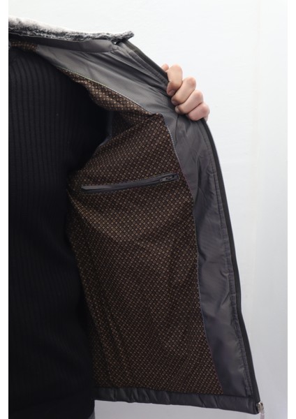 Fistan Store Erkek Hakim Yaka Spor Kesim Normal Kalıp Kolları Çelik Örgü Yakası Kürklü Kışlık Mont fırsatları