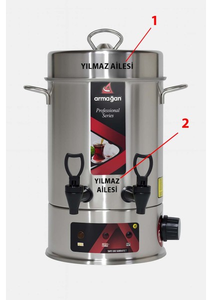 Hediye Kişiye Özel Lazer Yazı Kazıma Büyük Boy Çay Makinesi & Çay Otomatı 160 Bardak