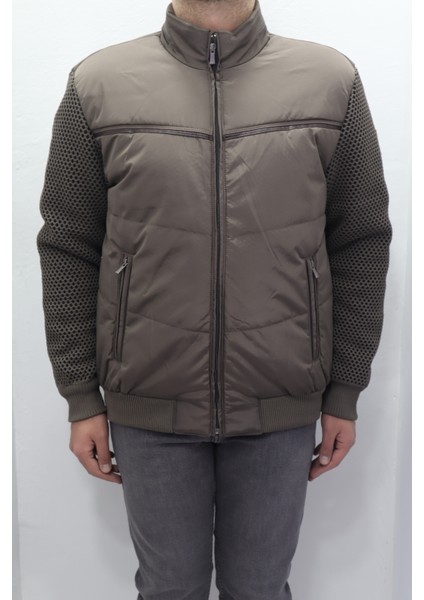 Fistan Store Erkek Hakim Yaka Spor Kesim Normal Kalıp Kolları Çelik Örgü Kışlık Mont