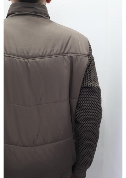 Fistan Store Erkek Hakim Yaka Spor Kesim Normal Kalıp Kolları Çelik Örgü Kışlık Mont