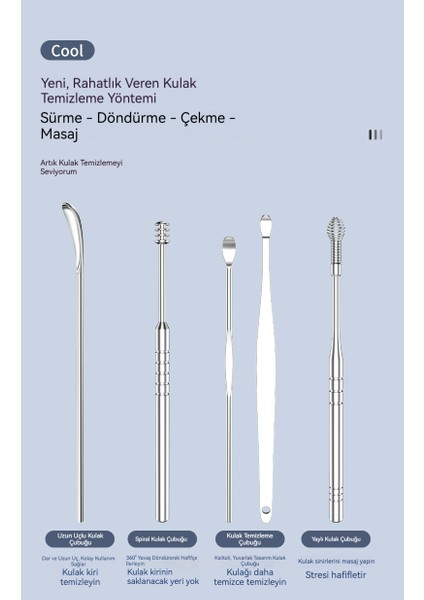 Paslanmaz Çelik Kulak Temizleme Çubuğu Seti (Yurt Dışından) modelleri