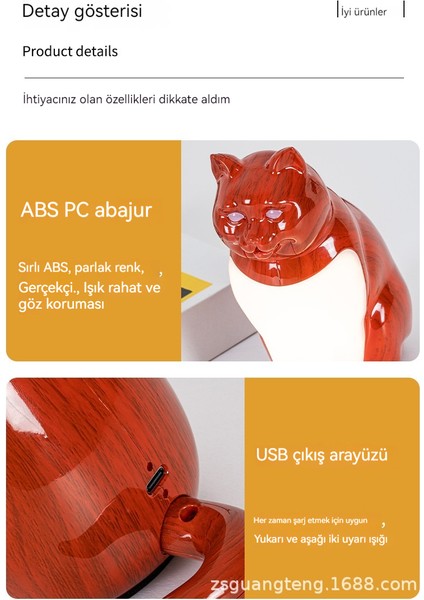 Başucu Yatak Odası USB Kedi Süsleri Dekoratif Gece Işığı (Yurt Dışından) modelleri