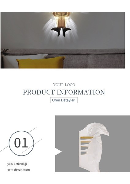 Kartal Duvar Işıklı Kanat Projektör Lambası Duvar (Yurt Dışından) modelleri