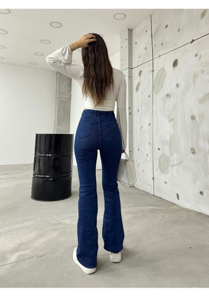 jean Ispanyol Lacivert Kot Yüksek Bel Likralı Ekstra Esnek fiyatları