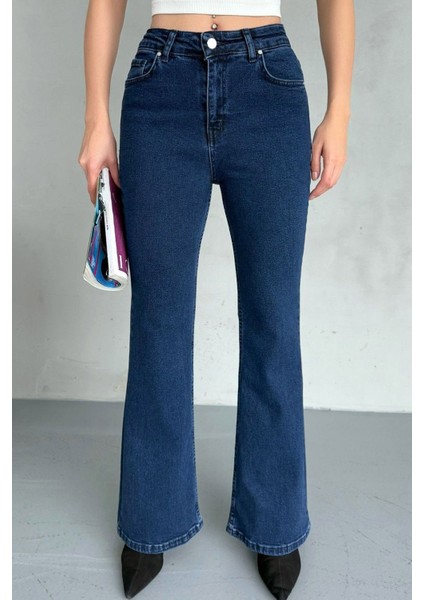 jean Vanessa Olivier Koyu Mavi Ispanyolkot Pantolon Yüksek Bel fiyatları